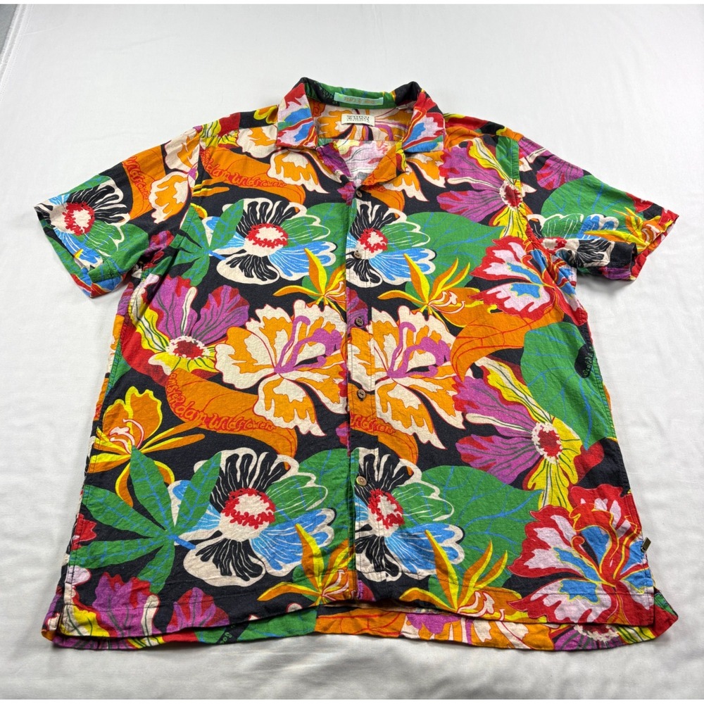 Scotch & Soda Shirt Mens XL Floral Linen Viscose Blend Button Up Camp
